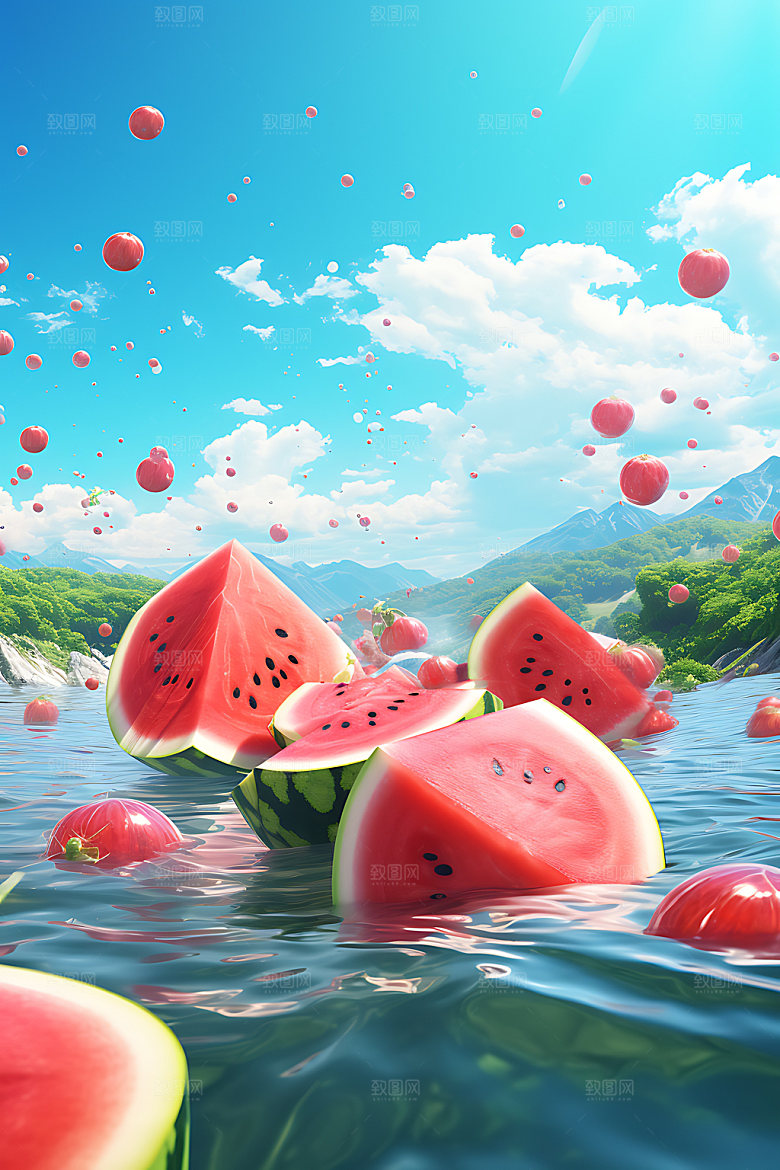 海边水果度假阳光海岸插画