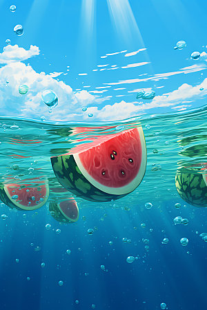 海边水果热带阳光海岸插画