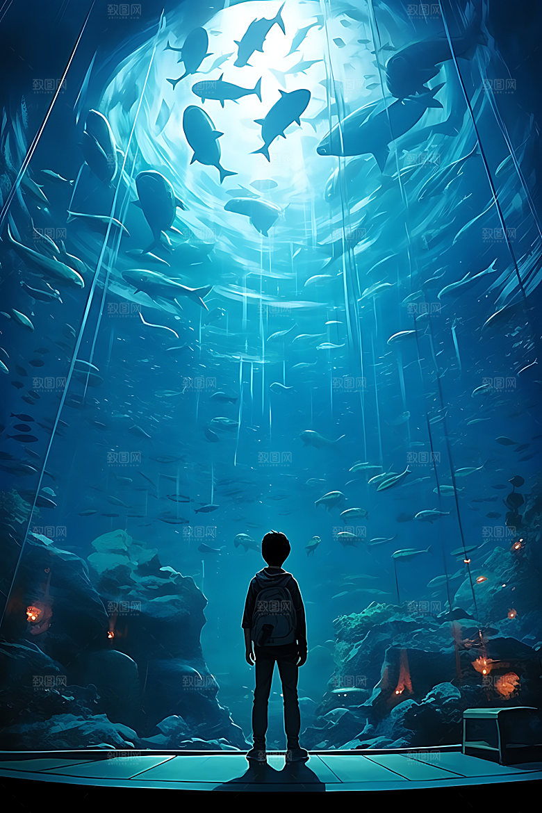 海底人物浪漫唯美插画