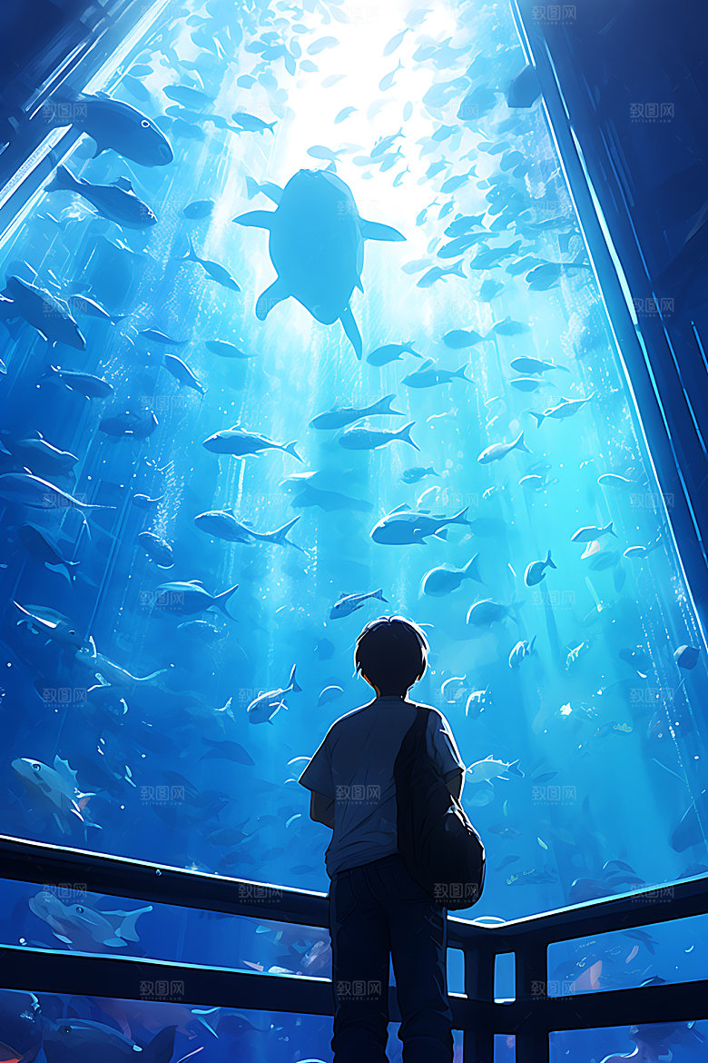 海底人物浪漫海底世界插画