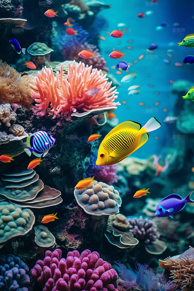 海底世界蓝色大海摄影图