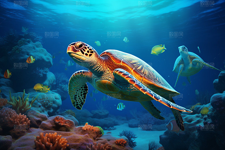 海底世界珊瑚礁自然摄影图