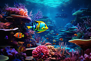 海底世界海洋生物蓝色摄影图