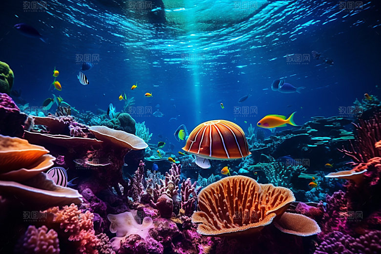 海底世界珊瑚礁自然摄影图