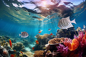 海底世界蓝色珊瑚礁摄影图