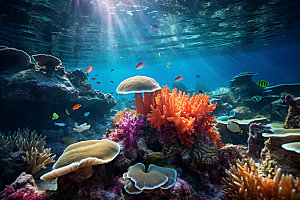 海底世界水底珊瑚礁摄影图