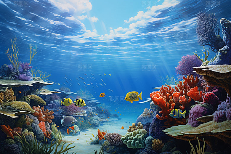 海底世界海洋生物水底摄影图