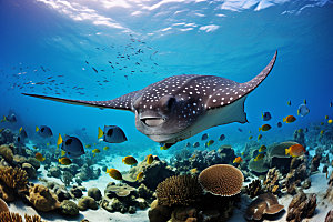 海底世界海洋生物珊瑚礁摄影图
