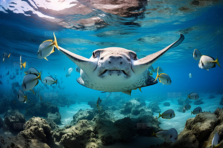 海底世界蓝色海洋生物摄影图