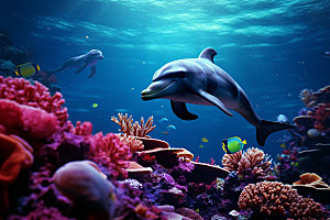 海底世界水底蓝色摄影图