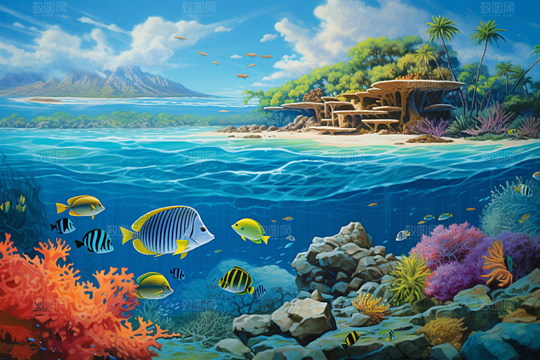 海底世界自然海洋生物摄影图