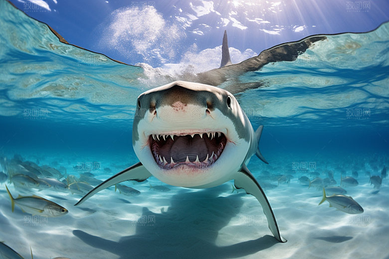 海底世界蓝色海洋生物摄影图