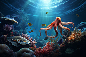 海底世界海洋生物蓝色摄影图