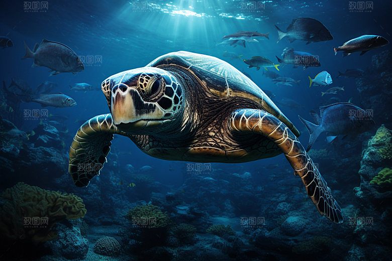 海底世界海洋生物珊瑚礁摄影图