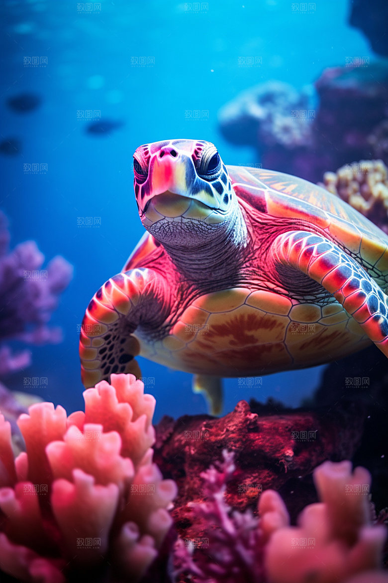 海龟动物大海摄影图