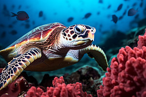 海龟动物海洋生物摄影图