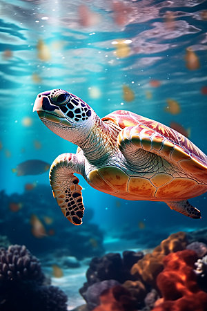 海龟生态动物摄影图
