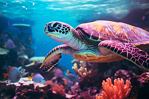海龟海洋生物环保摄影图