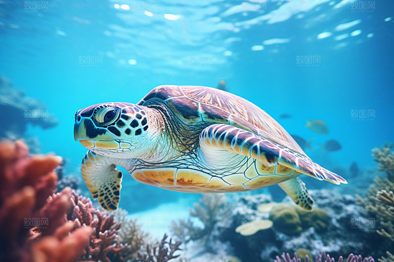 海龟动物海洋生物摄影图