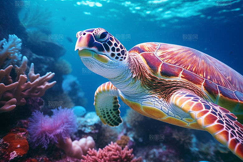 海龟自然玳瑁摄影图