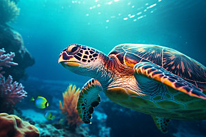 海龟大海海洋生物摄影图
