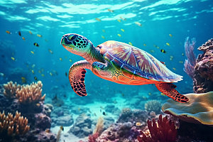 海龟生态大海摄影图