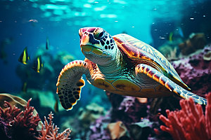 海龟海洋生物大海摄影图