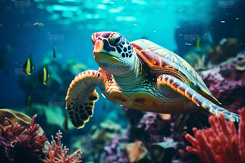 海龟海洋生物大海摄影图