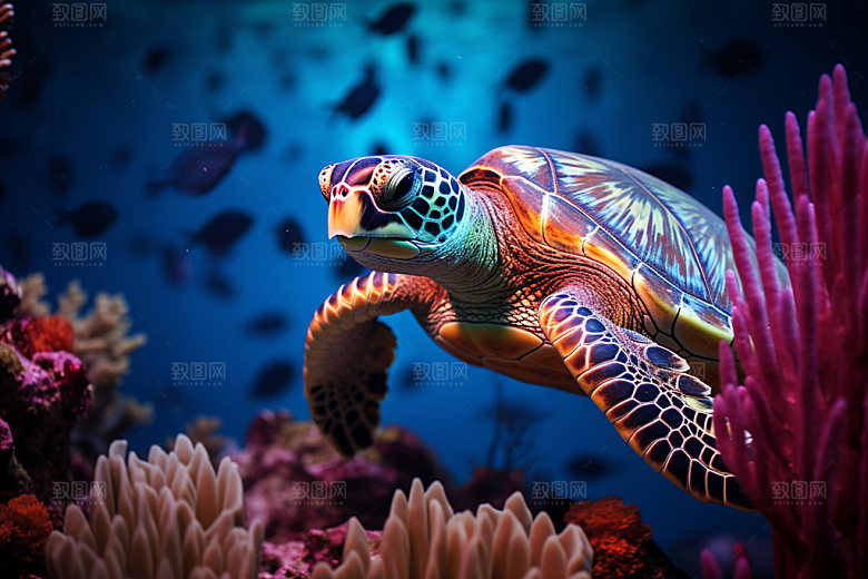 海龟动物海洋生物摄影图