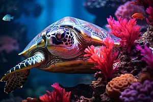 海龟海洋生物动物摄影图
