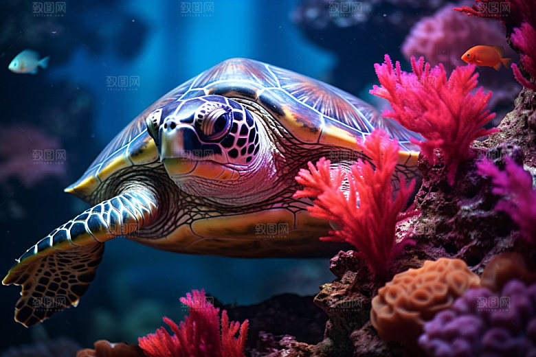 海龟海洋生物动物摄影图