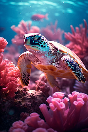 海龟海洋生物环保摄影图