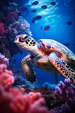 海龟大海玳瑁摄影图