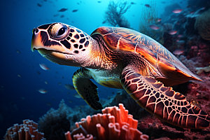 海龟生态玳瑁摄影图