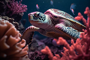 海龟生态海洋生物摄影图