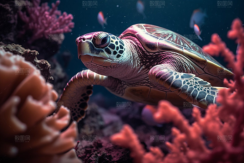 海龟生态海洋生物摄影图