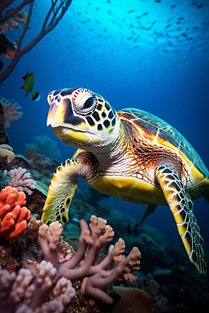 海龟自然玳瑁摄影图