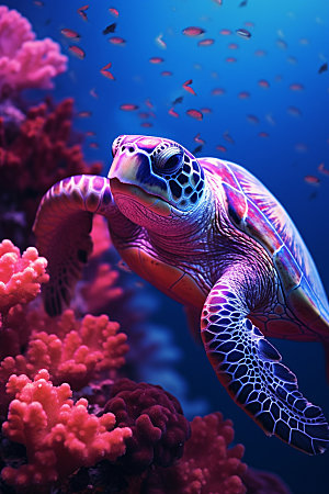 海龟生态海洋生物摄影图