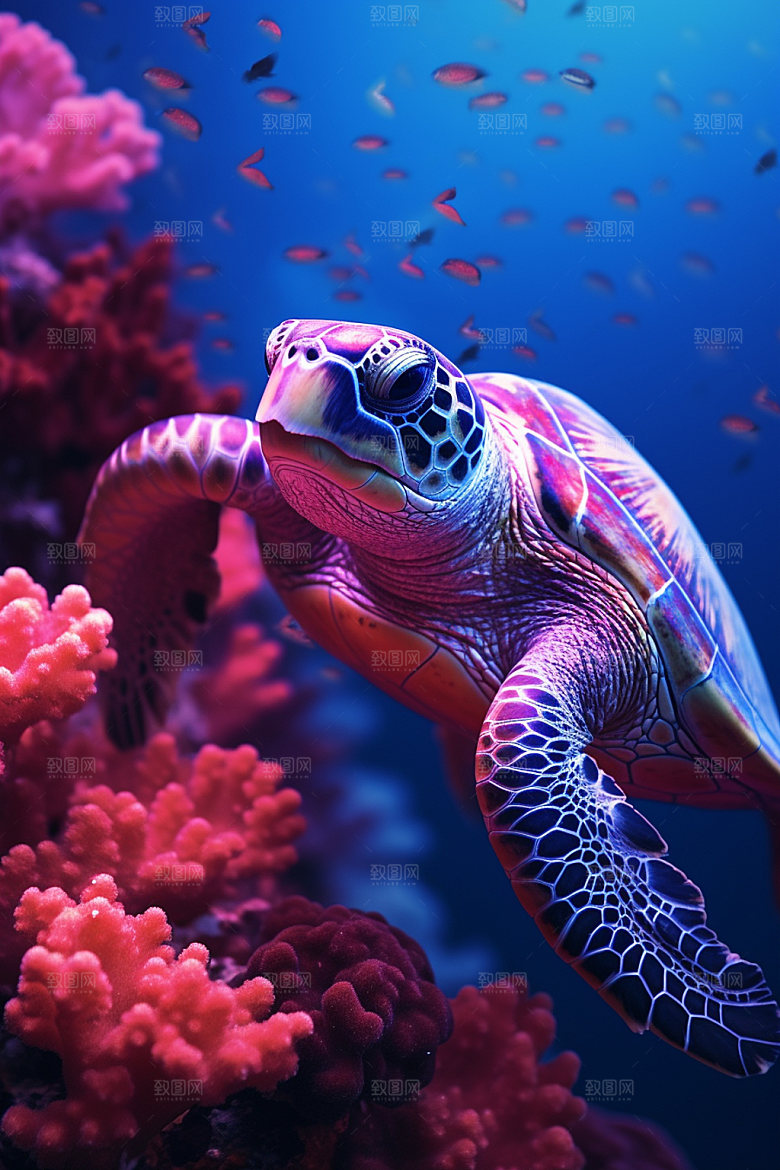 海龟生态海洋生物摄影图