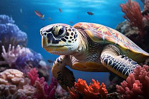 海龟大海环保摄影图