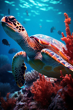 海龟玳瑁大海摄影图