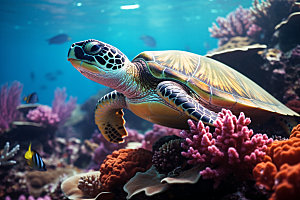 海龟海洋生物大海摄影图