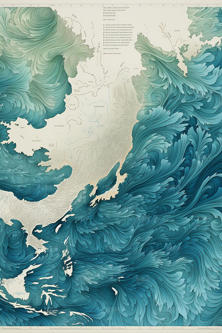 海浪蓝色波浪纹样