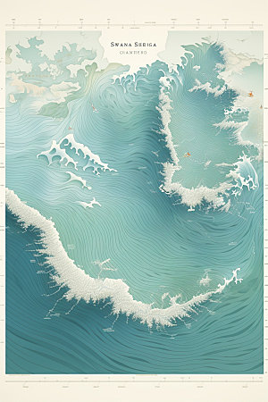 海浪复古水纹纹样
