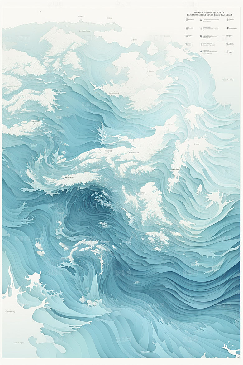 海浪蓝色海波纹纹样
