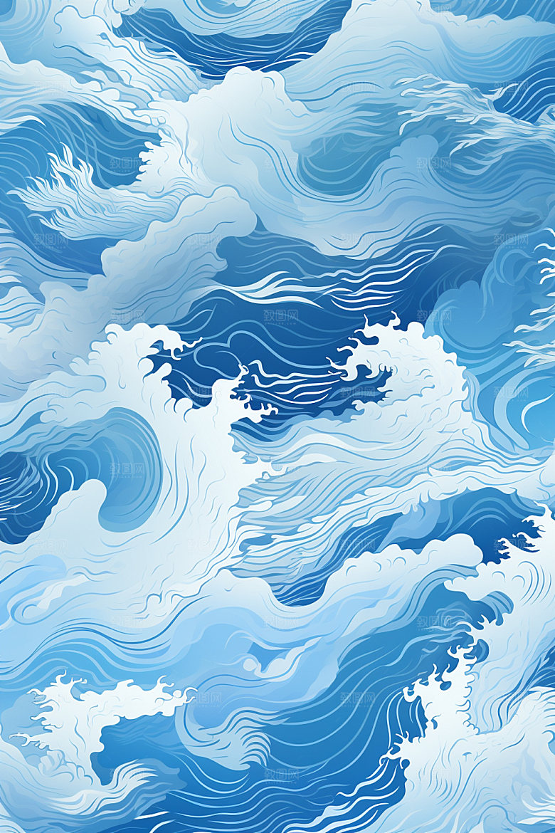 海浪复古海波纹纹样