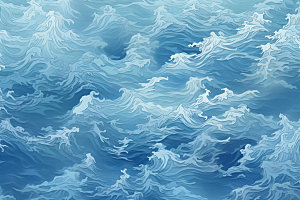 海浪水纹蓝色纹样