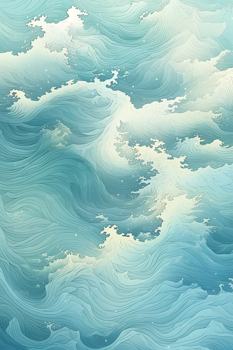 海浪波浪复古纹样