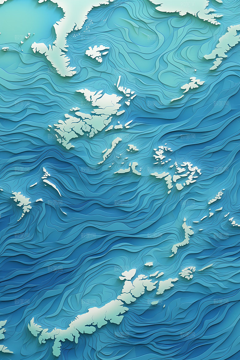 海浪肌理复古纹样