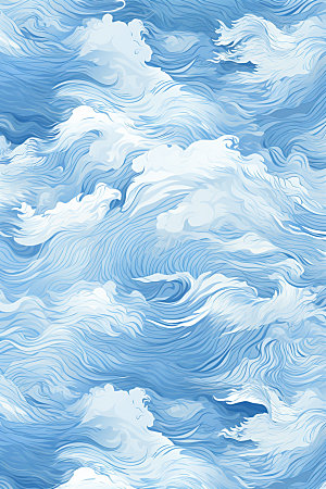 海浪蓝色纹理纹样